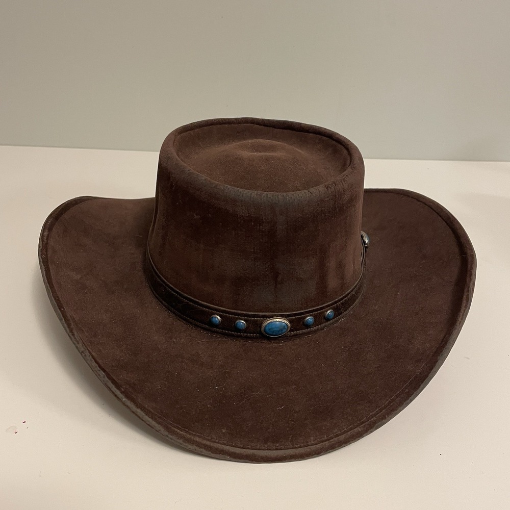 Baily U-Rollit Brown Western Cowboy Hat VTG Sz 7-1/2 Turquoise